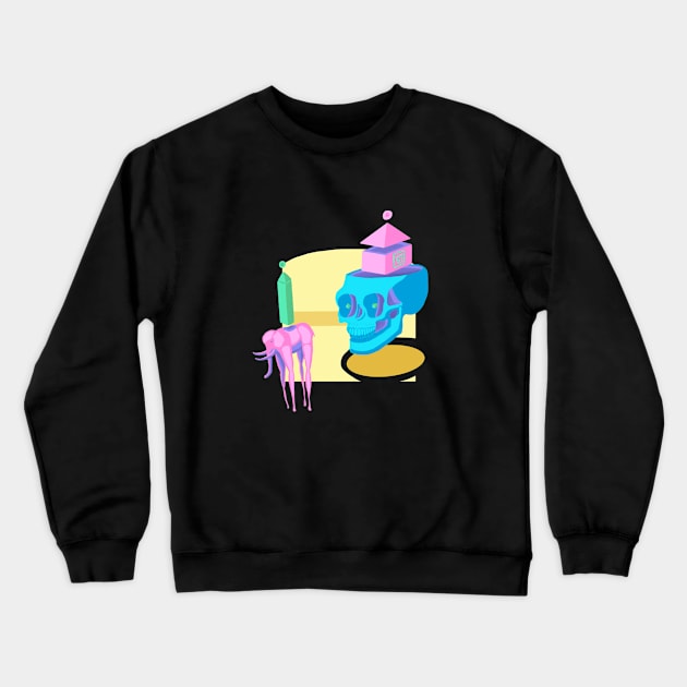 Elephant and Skull Chariot Crewneck Sweatshirt by Warm Your Toes